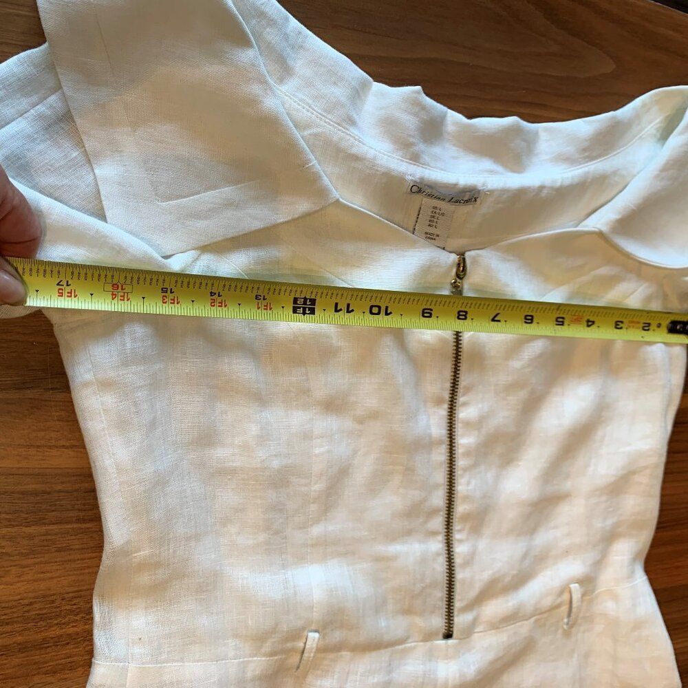 White Zip-Front Linen A-Line Dress - Picture 12 of 16